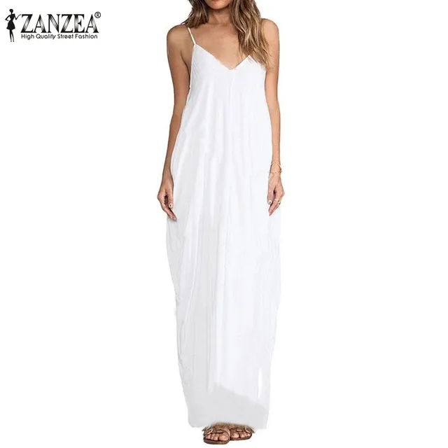 Zanzea Fashion Vestidos 2018 Summer Women Sexy V Neck Sleeveless Beach Dresses Ladies Casual Loose Long Maxi Dress Plus Size