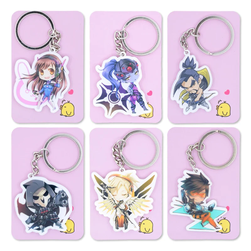 

15 Styles OW Keychain Tracer Reaper Widowmaker Keyrings Key Chain Hot Sale Custom made Game Key Ring PSS4T5