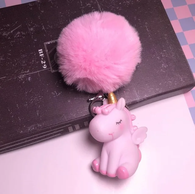 15 см единорог плюшевые подвесные игрушки Сжимаемый звук вентиляция Куклы kawaii Hairball животных брелок лошадь Игрушки для маленьких девочек подарок - Цвет: pink