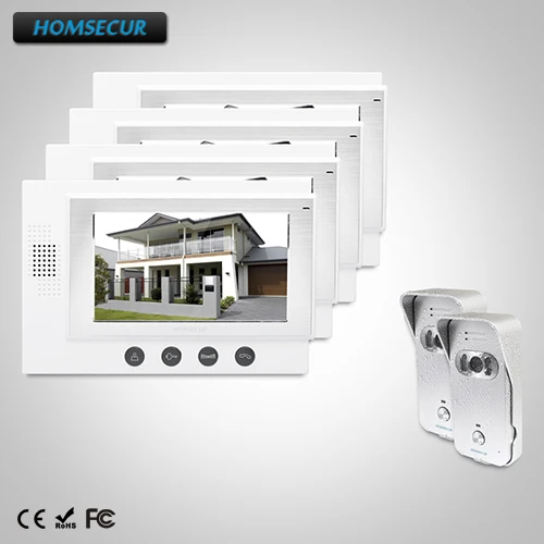 

HOMSECUR 7" Hands-free Video Door Phone Intercom System+Outdoor Monitoring: TC021-S Camera(Silver)+TM701-W Monitor(White)