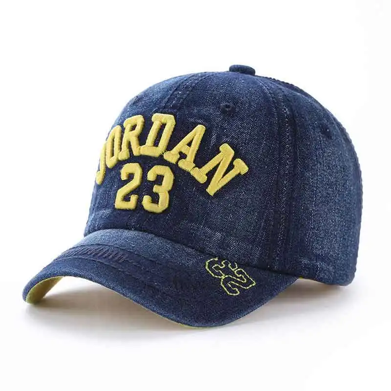 

DE208 New High Quality Kids Baseball Caps Baby Has & Caps Fashion Letter Jean Denim Cap Baby Boys Girls Sun Caps