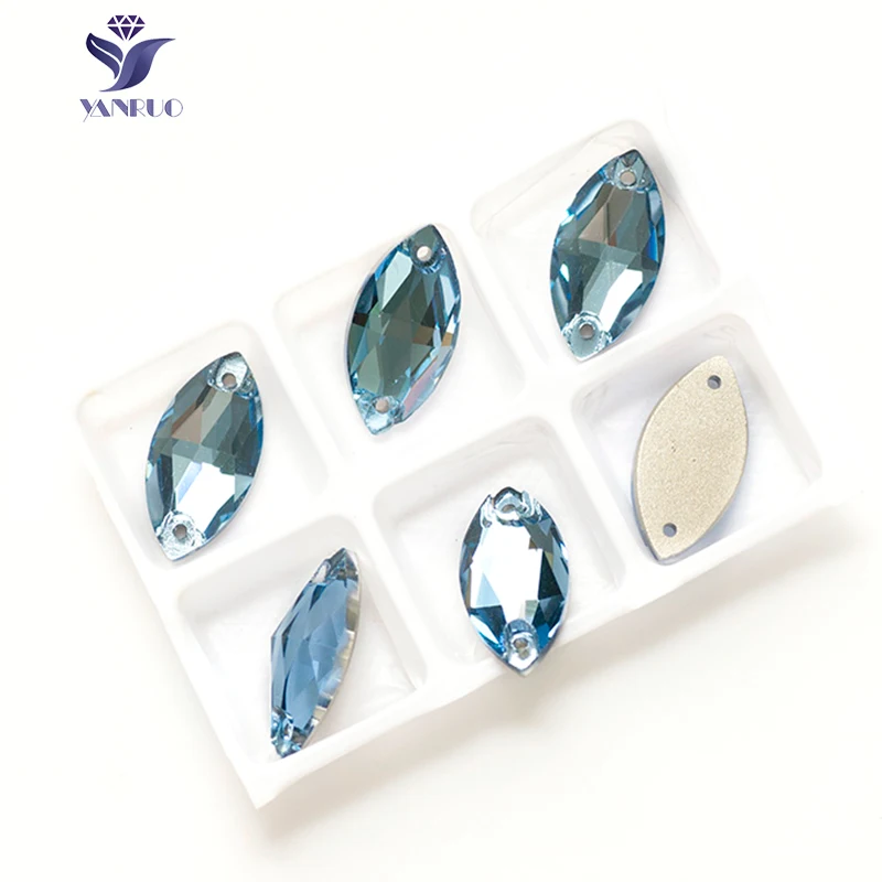 YANRUO 3223 Navette Horse Eyes Shape Sew On Crystal Glass flat back Rhinestones AAAAA Quality Stones For Clothes 