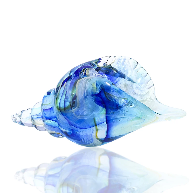 H&D Large Glass Conch Sea Shells Hand Blown Glass Animal Sculpture for Home/Office/Bookshelf Modern Decoration