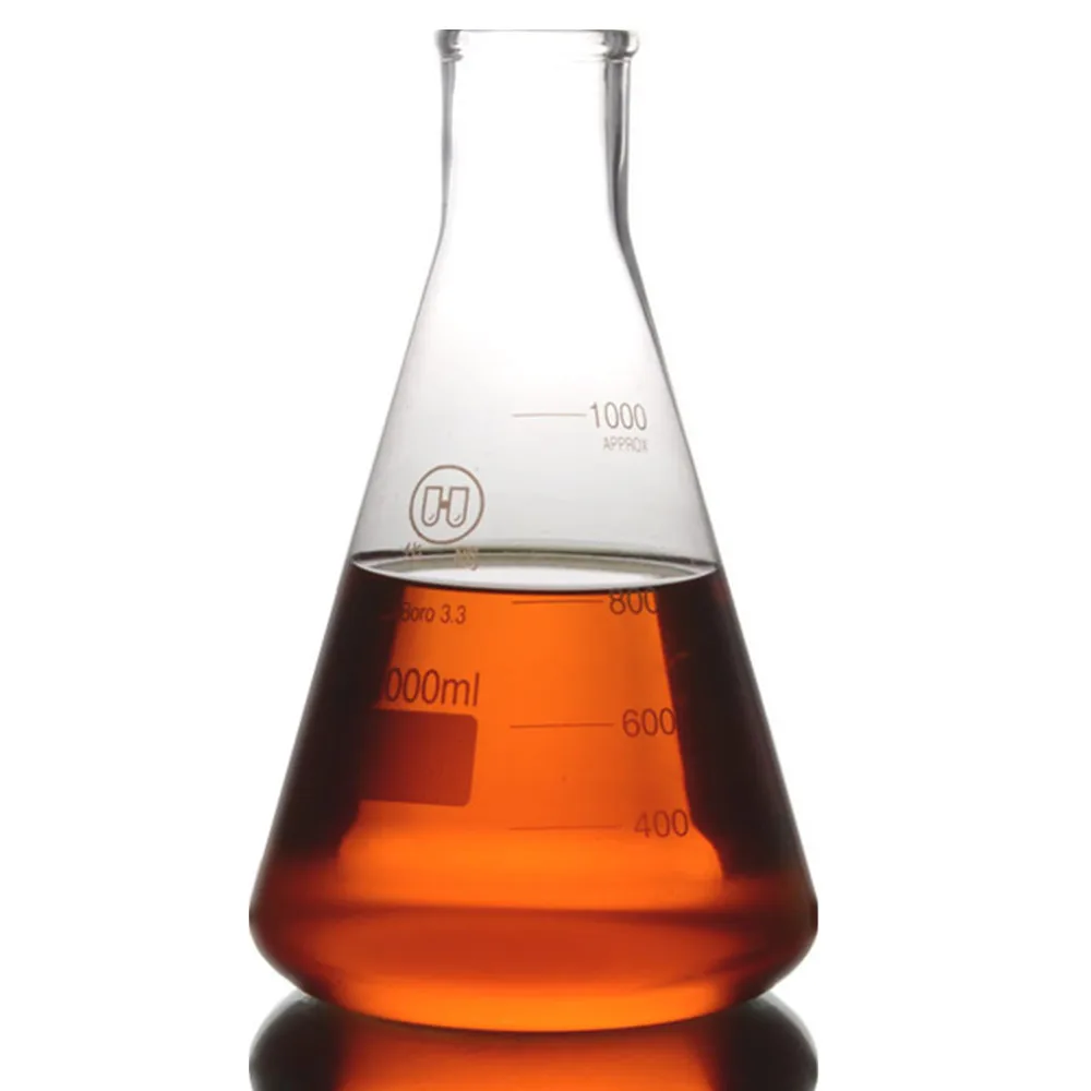 Стеклянная колба Erlenmeyer 1000 мл лабораторная коническая бутылка 1 л обычная