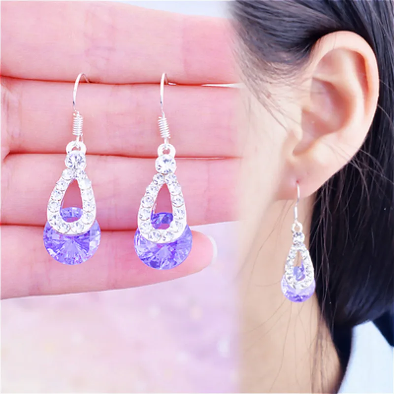 

2019 New Fashion Brand Jewelry Crystal Hoop Earrings for Women Christmas Gift