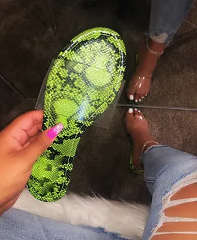 

2019 Women's Sandals Leopard Snake Print Slip-On Jelly Shoes Outside Slippers Ladies Cute Flat Buckle Slippers Women's Hot 9058