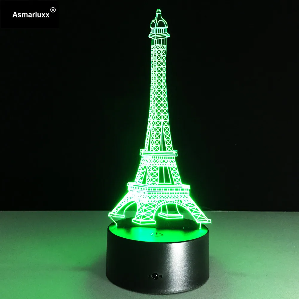 3D светодиодный иллюзионный USB светильник s La Tour Эйфелева башня настольная лампа с красочными мигающими украшениями светильник светодиодный настольная лампа домашний Декор подарок