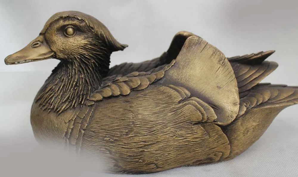 

6"Lucky China Chinese Copper Fengshui Mandarin Duck Statue Figure Sculpture
