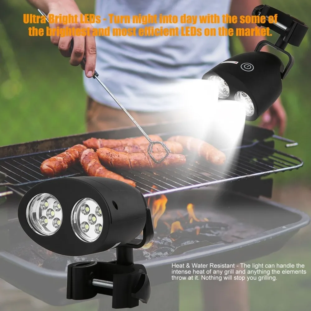 Adjustable 10 LED BBQ Grill Barbecue Light Outdoor Handle Mount Clip