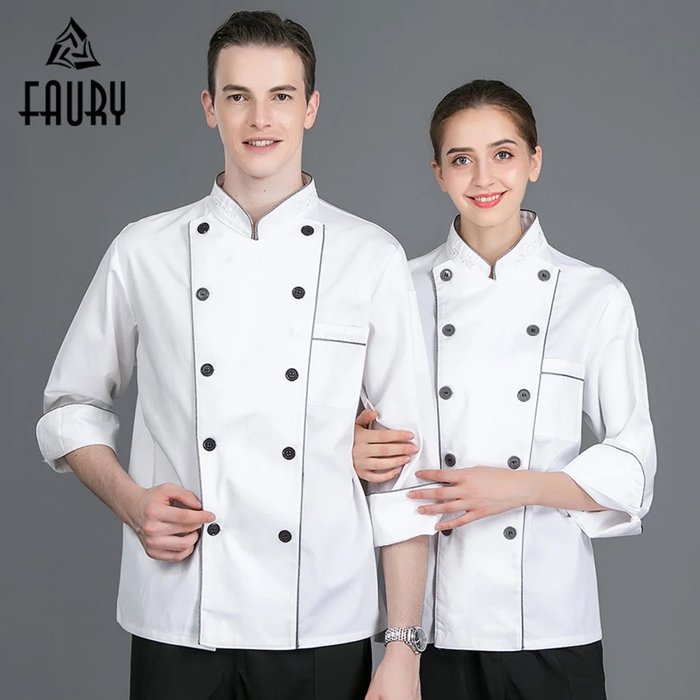 High Quality White Top Chef Work Jackets Food Service Cafe Bakery Hotel