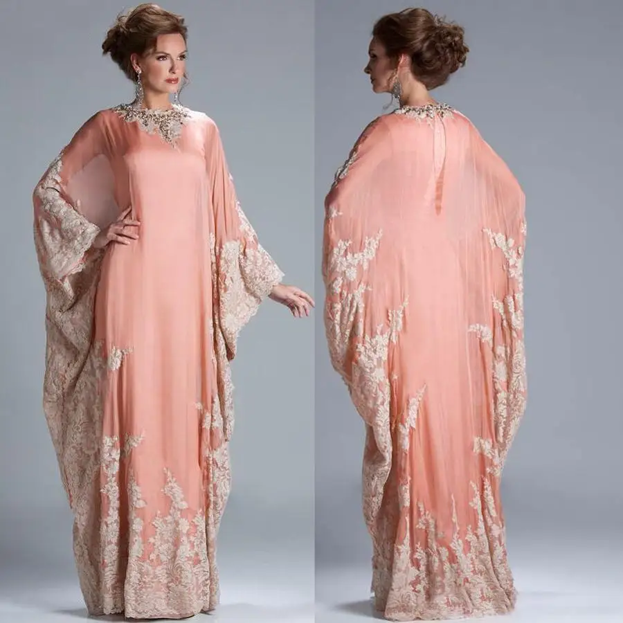 

Lace Applique Evening prom gowns Muslim Caftan Party Gown 2018 Saudi Arabian Dubai Mother of the Bride Dresses