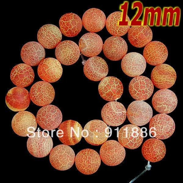 

160Pcs/Lot 12mm Orange Frosted Matte Fire Onxy Loose Round Beads For Bracelet DIY Jewelry Making Loose Natural Stone Beads