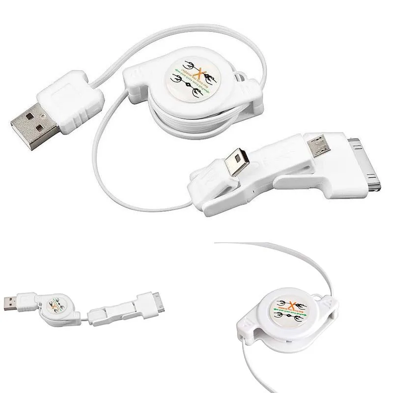 10 قطعة 3in1 قابل للسحب البسيطة المصغّر usb كابل شاحن مزامنة ل بود فون 4 4 S 3G