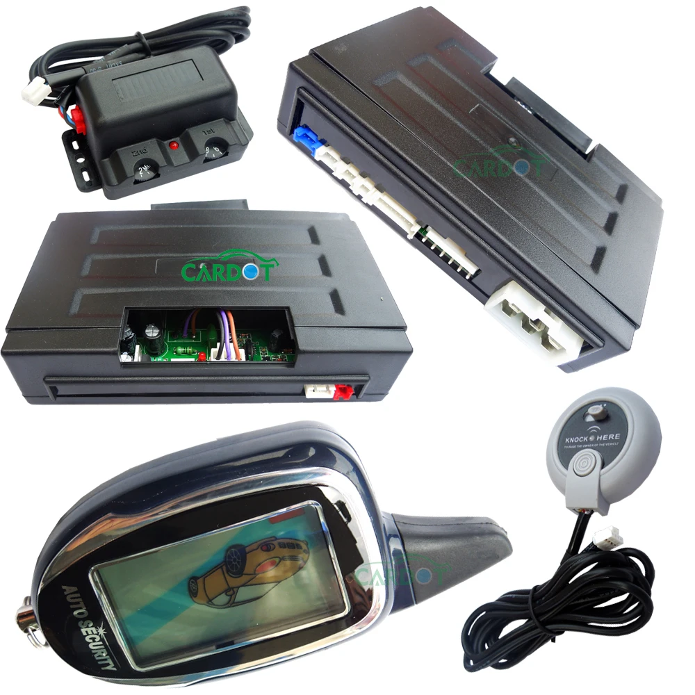 

cardot 2 way alarm car security system LCD remote start stop engine double alarm mode central lock automatication mute alarm