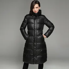 winter fashion Female long section of the knee Loose High-end Hooded Light down jacket
