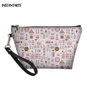 

INSTANTARTS Cartoon Kitchenware Kettle Prints Cosmetic Bags for Women with Strap Portable Storage Toiletries Handbags Makeup Bag