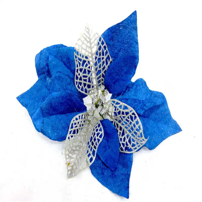 2018 Christmas Tree Decorations Artificial Flowers Xmas 20cm Poinsettia Glitter Flower Wedding Ornament Decor 20cm #2n8 (5)