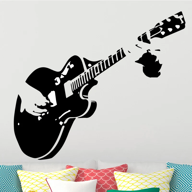 Креативная гитара, музыкальная Наклейка на стену, домашний декор, искусство, сделай сам, Виниловая наклейка на стену s для гостиной, украшение для спальни, наклейки, фреска