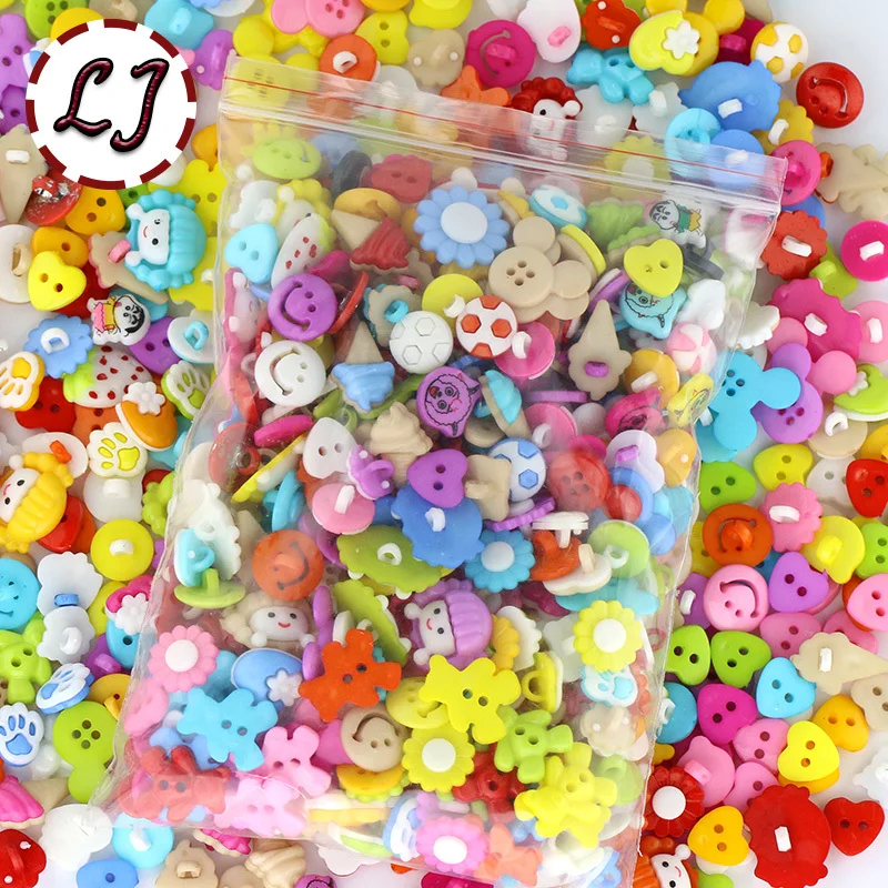 

300pcs/lot 50-60 Pattern mixed kids plastic button for sewing buttons clothes accessories crafts child cartoon button