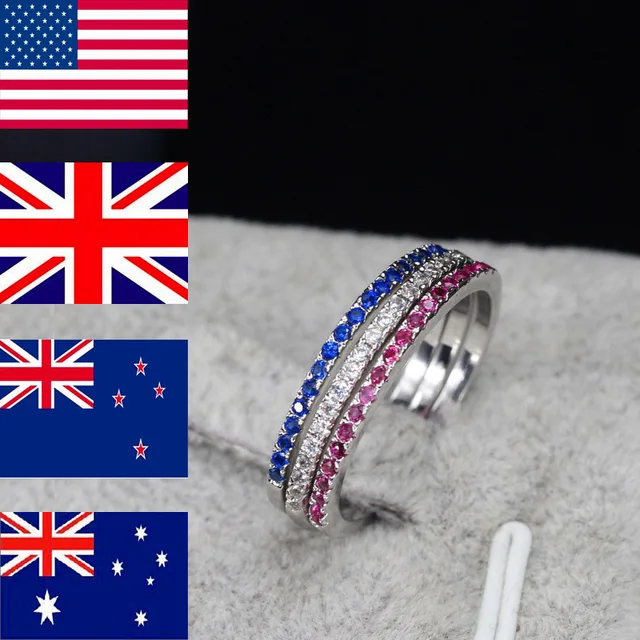 CWWZircons Brand Fashion 3 pcs Engegament Wedding Ring Set Mixed Color Round Red Green Blue Cubic Zirconia Rings For Women R016 style 1