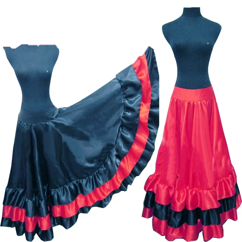 Skup W nowym stylu rabat hiszpański byków brzucha sukienka do tańca spódnica długa Flamenco spódnice czerwony i czarny Flamenco sukienki dla kobiet