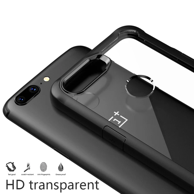 for OnePlus 5T Case Hybrid Back Cover Bumper Air Cushion Corner Shockproof Transparent Silicone Rubber TPU |