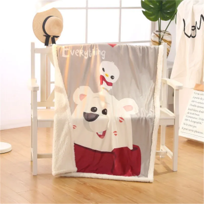 

Cartoon animal blanket children thickened lamb wool blanket kindergarten nap blanket 90*140CM