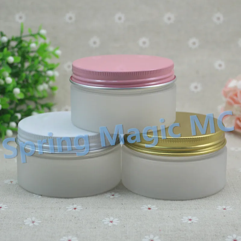 Download 100ml Frosted Plastic Cosmetic Jar With white Aluminum Lid PET Jars Cream Container Hair wax ...