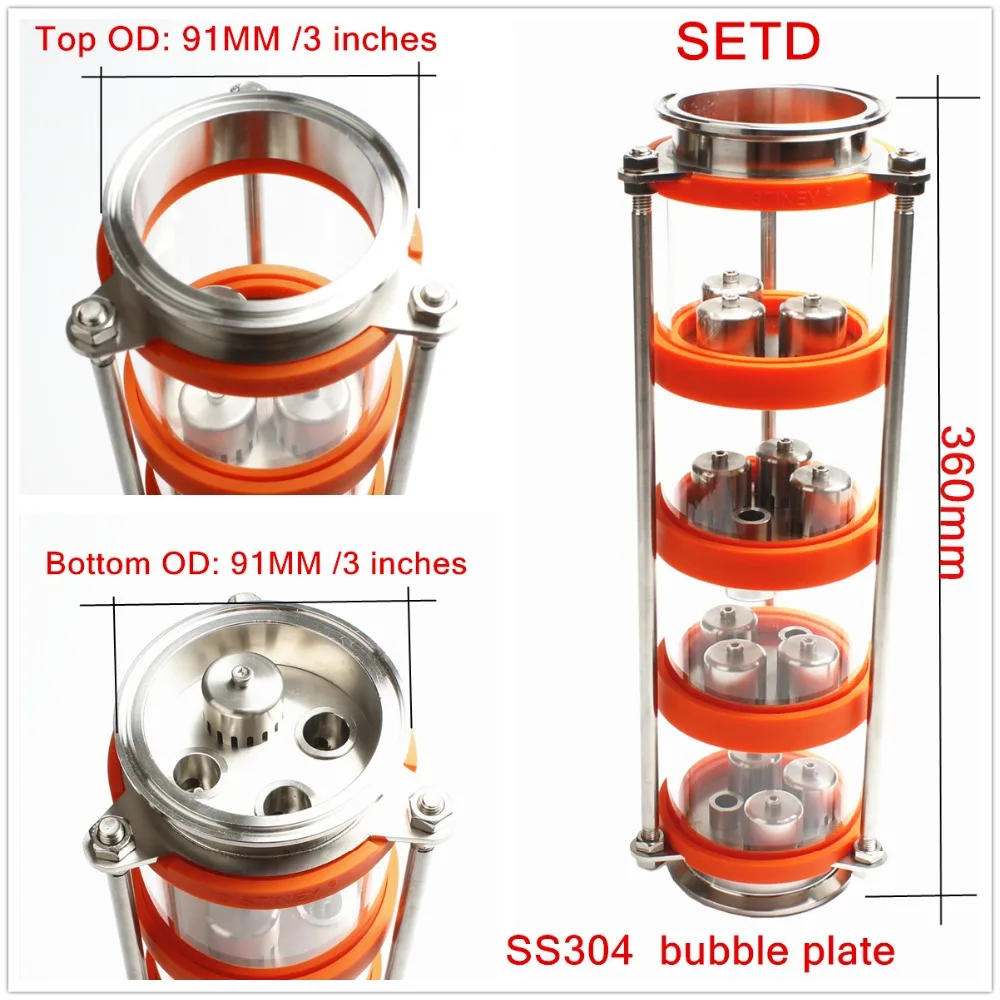 Новая нержавеющая сталь 304 Пузырьковые пластины дистилляции колонка с 4 секциями для дистилляции. Стеклянная колонка