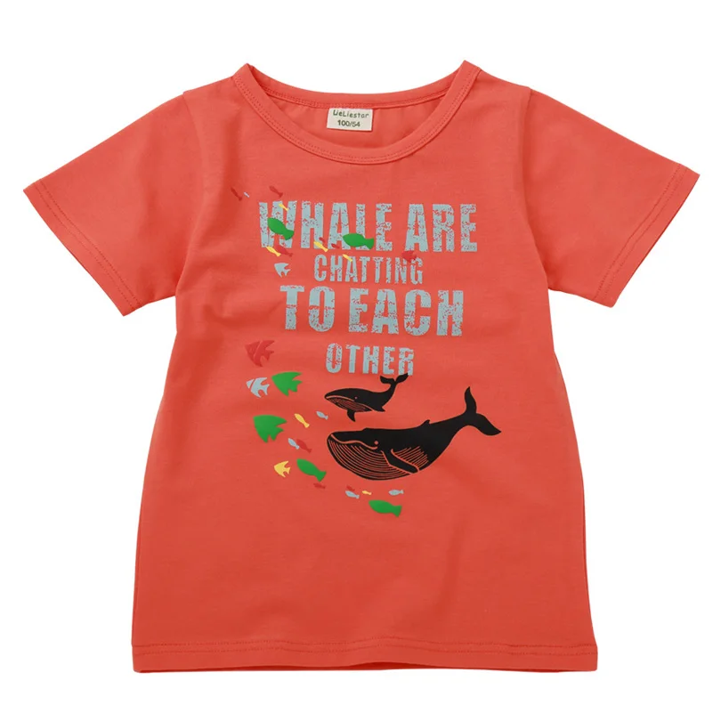 Летняя детская футболка для мальчиков футболки для маленьких девочек с короткими рукавами и принтом машины детская футболка из хлопка футболки с круглым вырезом для девочек, одежда с изображением животных - Цвет: M