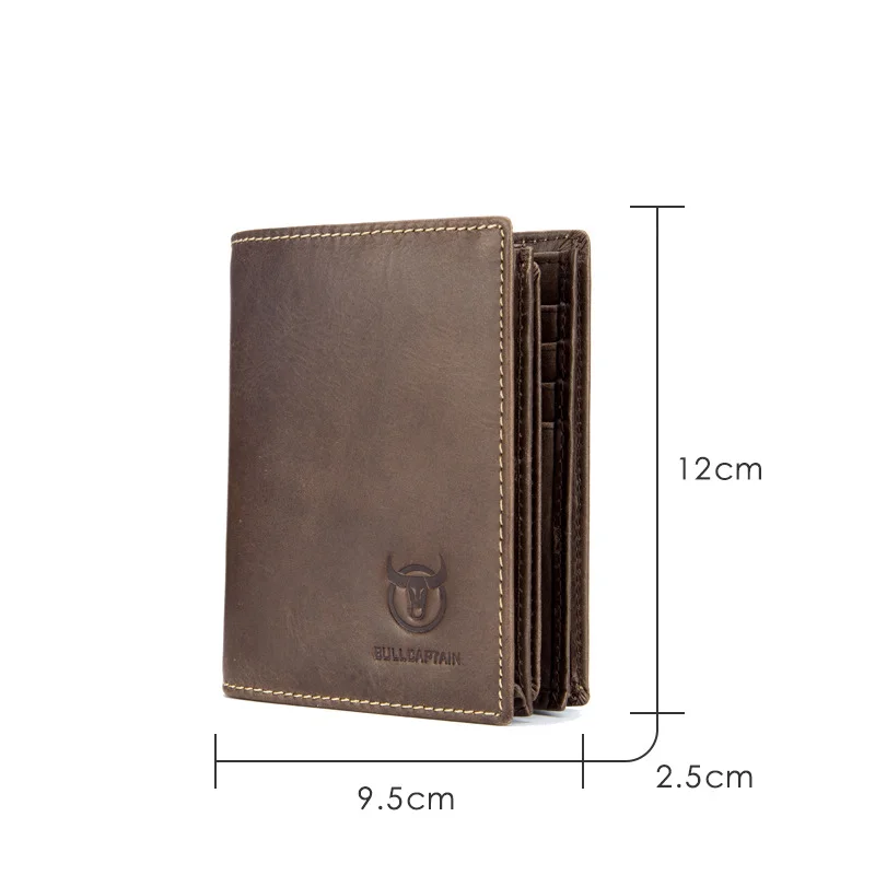 BULLCAPTAIN коровьей кошелек новинка 2019 года известный бренд Multi ID Card pouch Мужской Винтаж непромокаемые деньги мешок малый бизнес кошельки