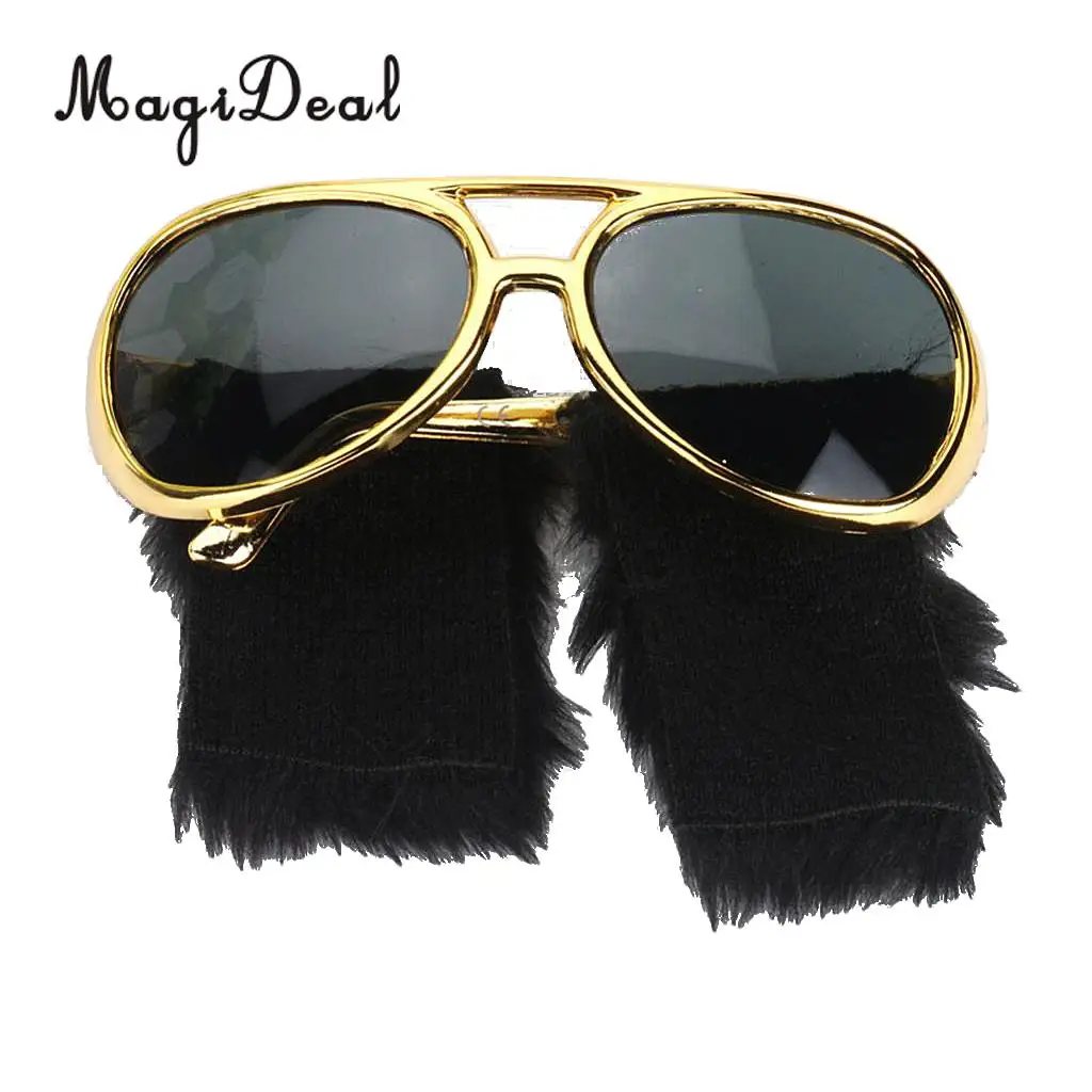 MagiDeal Set of 2 Pieces Novelty Presley Sunglasses Big Nose Mustache Glasses 70s Fancy Dress Costume Eyewear Props