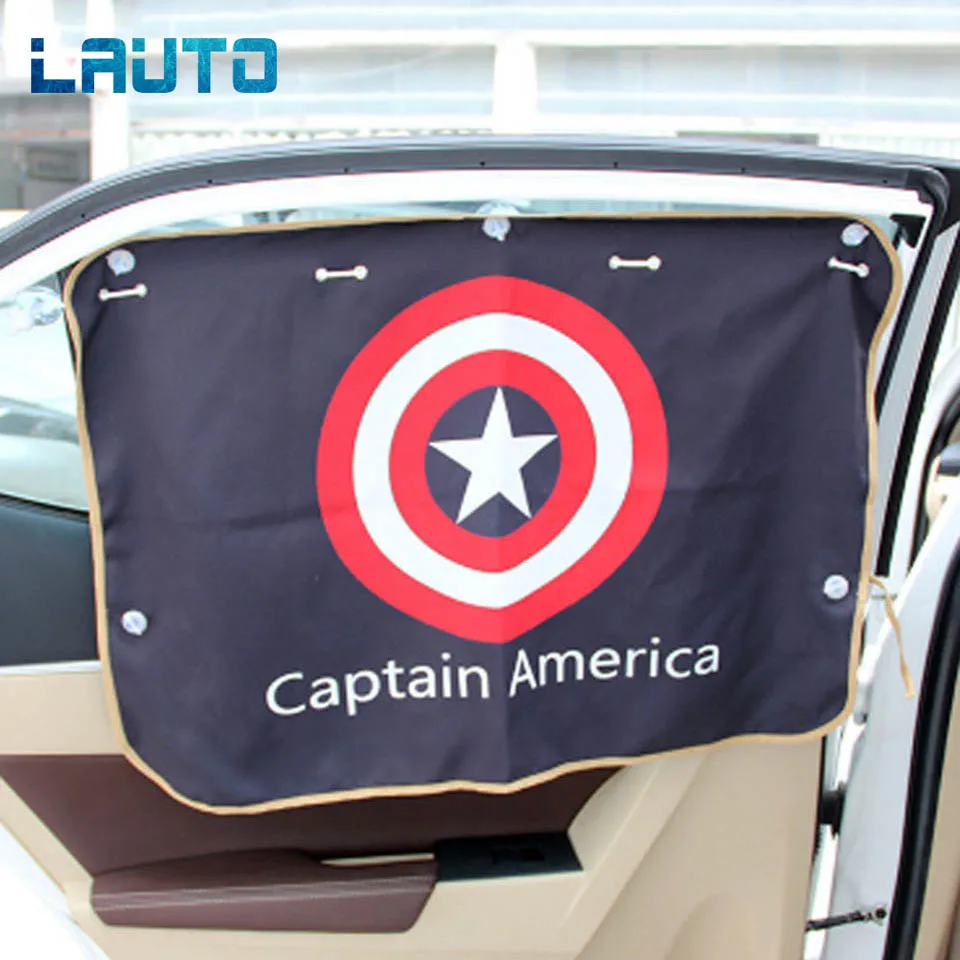 

LAUTO Car Side Window Sunshade Curtain Auto Covers Sunshade Captain America Car Styling Both Sides Window Curtain The Avengers