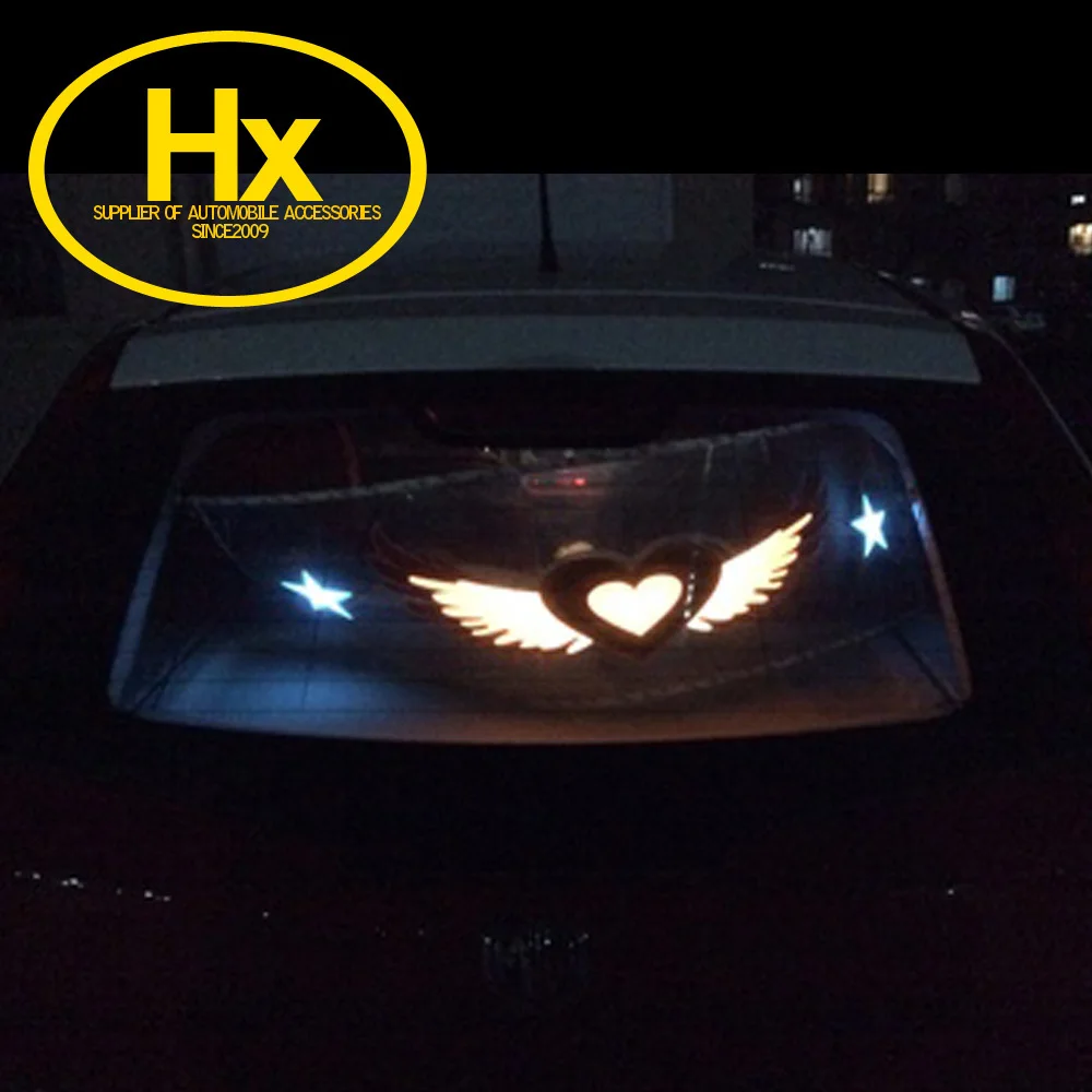 Free Shipping 90*25cm The Heart of Angel Flash Car Sticker Music Rhythm LED EL Sheet Light Lamp Sound Activated Equalizer |