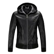 Free shipping new High quality new Spring Fashion Hooded men coat men’s leather jacket Brand motorcycle leather jackets M-XXXL