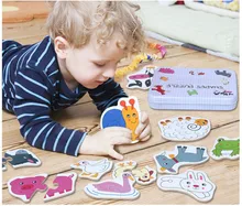 Baby Toys Iron Box Infant Early Head Start Training Puzzle Cognitive Card Vehicle/Fruit/Animal Set Pair Puzzle Educational Gift