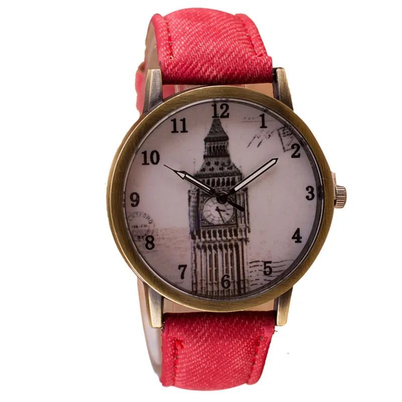 NEW Women's watches casual watches Retro Clock Tower WristWatch Cowboy Leather Band alloy Analog Quartz Watch Montre femme M21 (18)