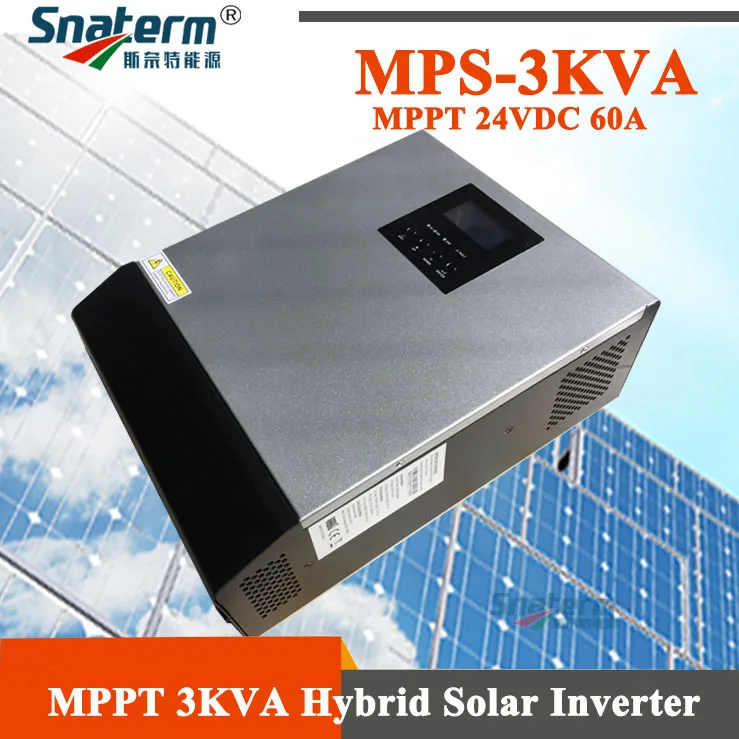 

MPS 3KVA/2400W MPPT hybrid solar inverter 24VDC to 230VAC with 24V60A MPPT Solar Charger and 30A AC charger Off gird inverter
