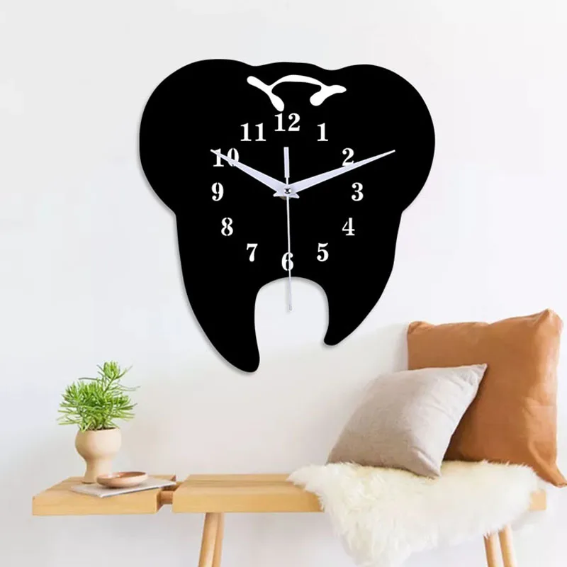 Najtaniej Timelike kreatywny zegar ścienny w kształcie zęba Dental Ornament zegar ścienny 3D akrylowe twórcze lustro naklejka ścienna Home Decor