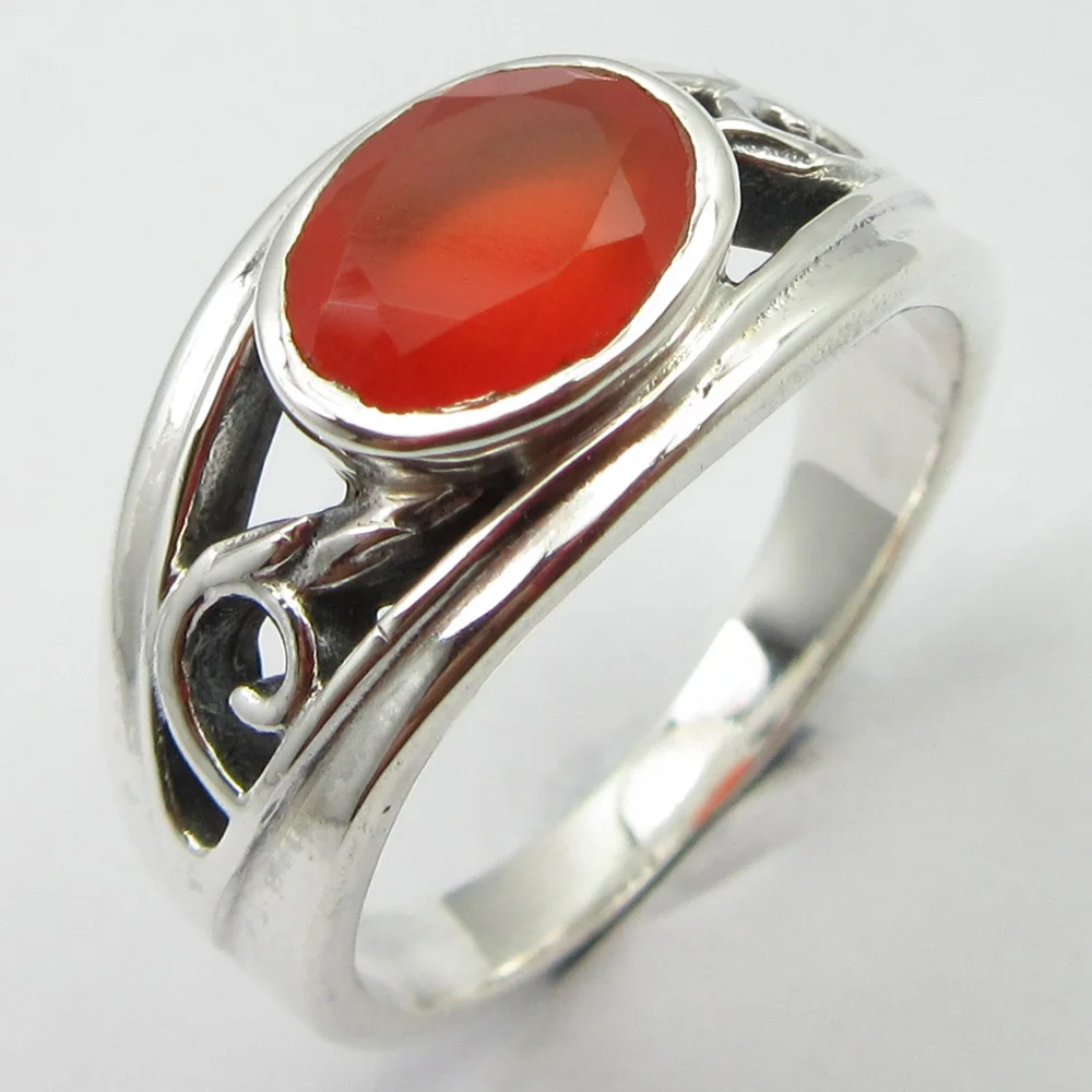 

Solid Silver Oval Carnelian Ring Size 6.75 Stone Jewelry Unique Designed
