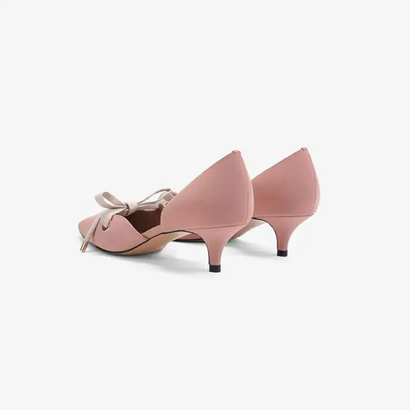

Shoes With Butterfly Tie And Fine Heels New Spring Summer 2019 Medium heeled Short mouthed Shoes Woman