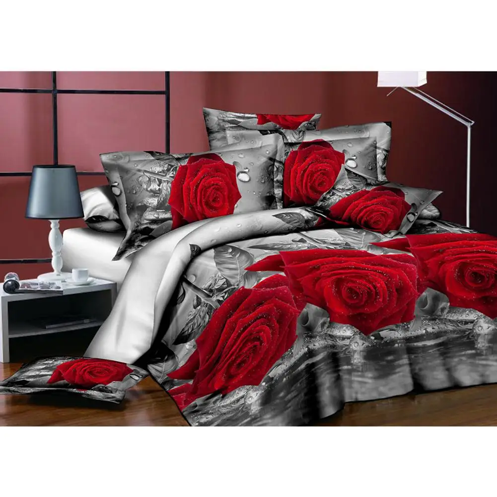 AsyPets 4 шт./компл. 3D розы наволочка с принтом Стёганое одеяло простынь и наволочки Постельное белье - Цвет: Style 12