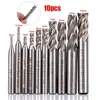 10pcs 4 Flute Straight Shank End Mill Set HSS CNC Milling Cutter For Wood Plastic Aluminum Cutting Tools 2-10mm ► Photo 1/6