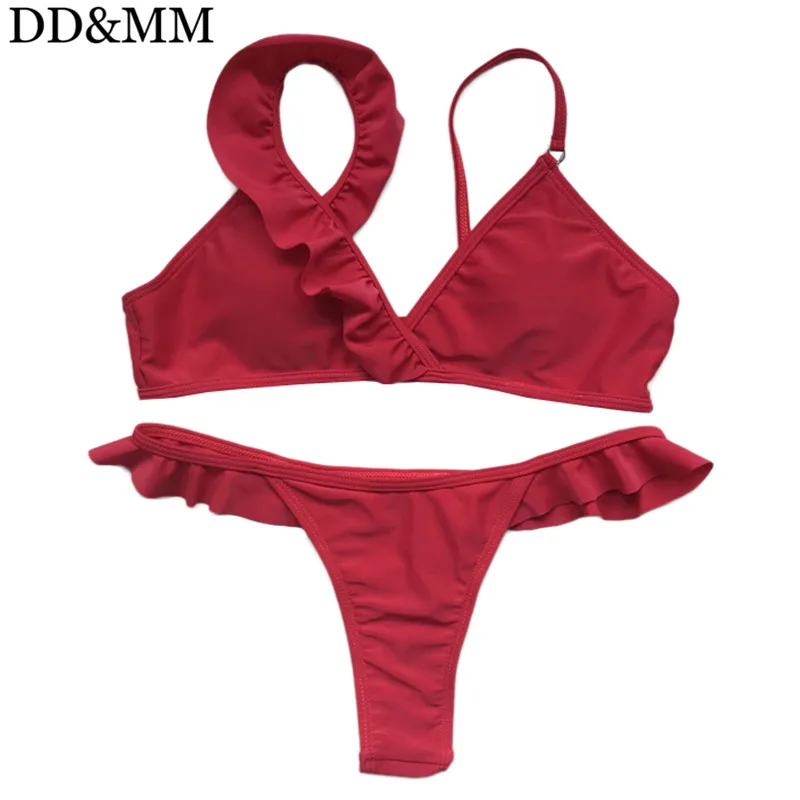DD&MM Ruffle Bikini Women Push Up Swimsuit Swimwear Swim Bathing Suit