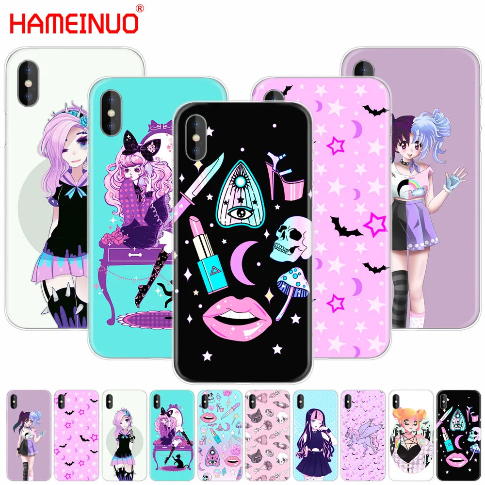 HAMEINUO Pastel Goth Girl Bats Rainbows Multi Colors cell phone Cover