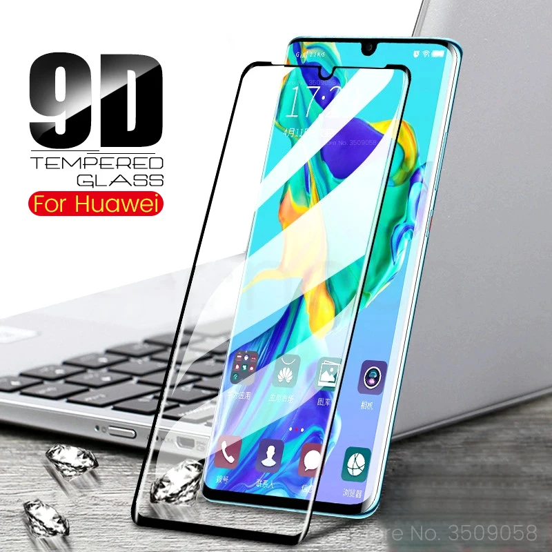 

9d full glue screen protector tempered glass for huawei p20 pro p30 lite light p smart 2019 plus toughended glas film cover