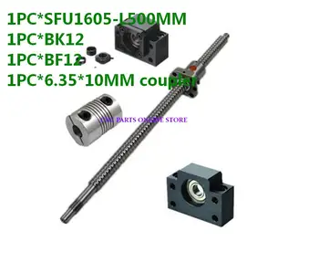 

1pc antibacklash ball screw 1605-L500mm-C7+BK/BF12+1pc 6.35*10mm couplers