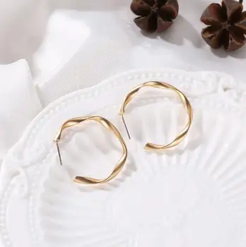 

604 Temperament Original Minimalist Retro Circular Earrings Trendy Women Rhinestone Brincos Earrings Bijoux Jewelry Gift E5558