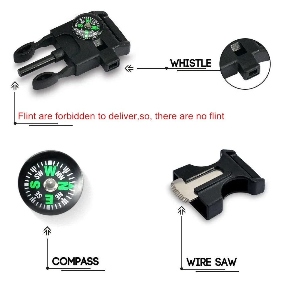 Плетеные браслеты лезвие без кремня многофункциональный мужской женский уличный Паракорд Кемпинг спасательная веревка спасательный Компас браслет
