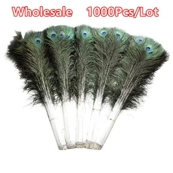 

Wholesale 1000Pcs/Lot Natural Real Peacock Feathers For Crafts Home Hotel decor room vase Wedding decoration DIY plumes